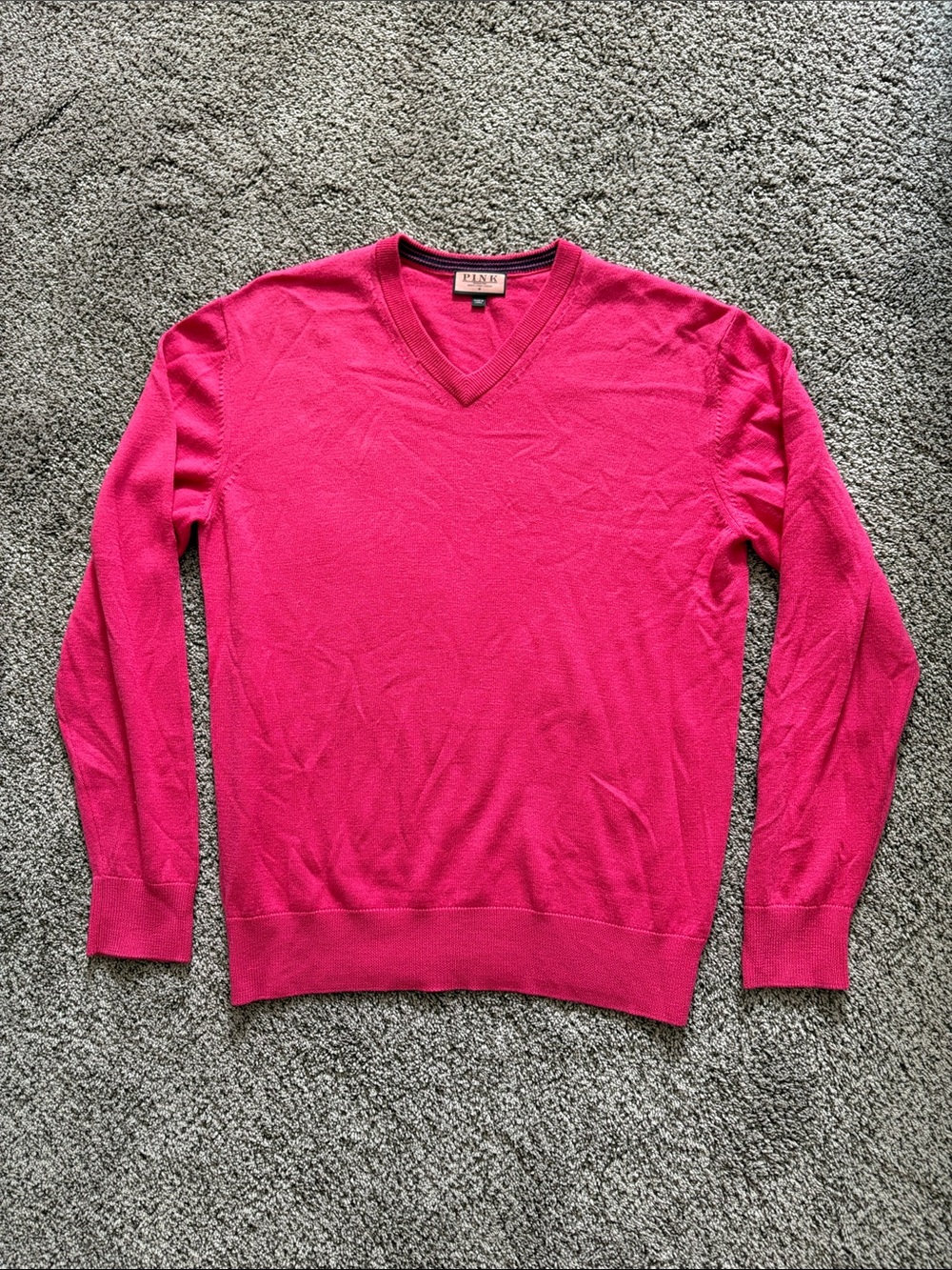 Thomas Pink Men's V-Neck Sweater - Bright Pink
